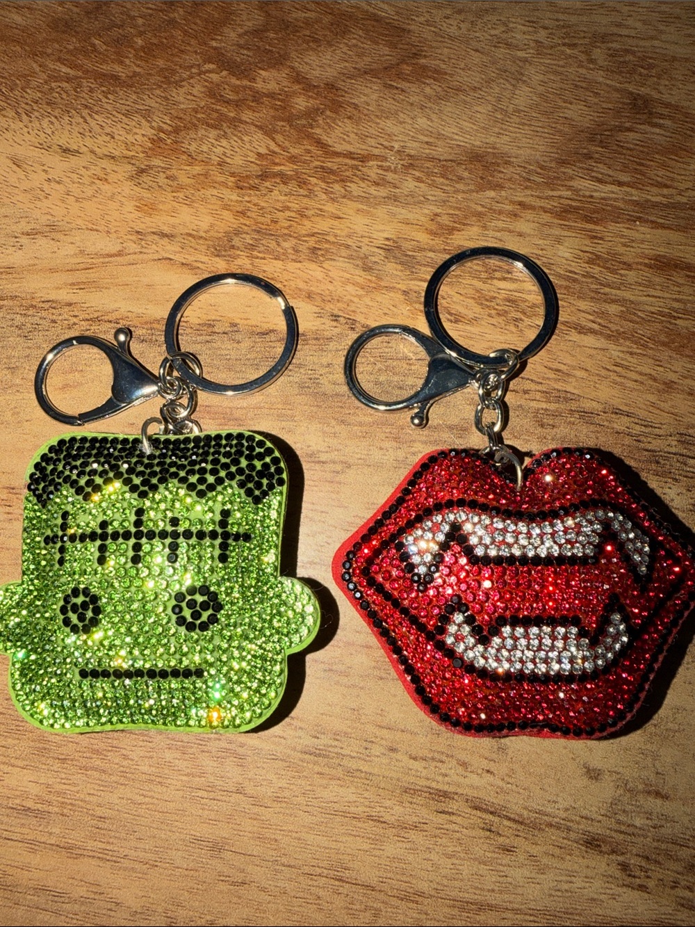 Set of 2 Frankenstein and Vampire Teeth Key chains NWOT